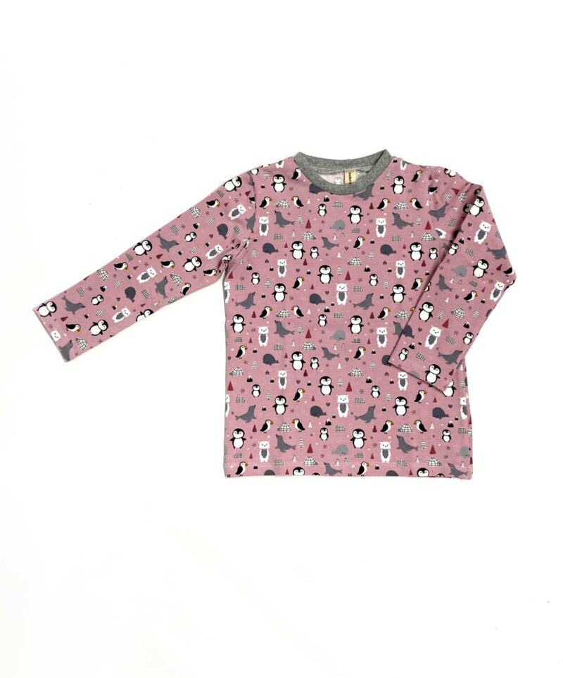 T-shirt pinguini rosa aperta