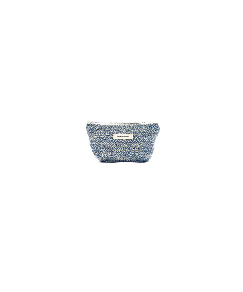 Mini trousse effetto tweed azzurro