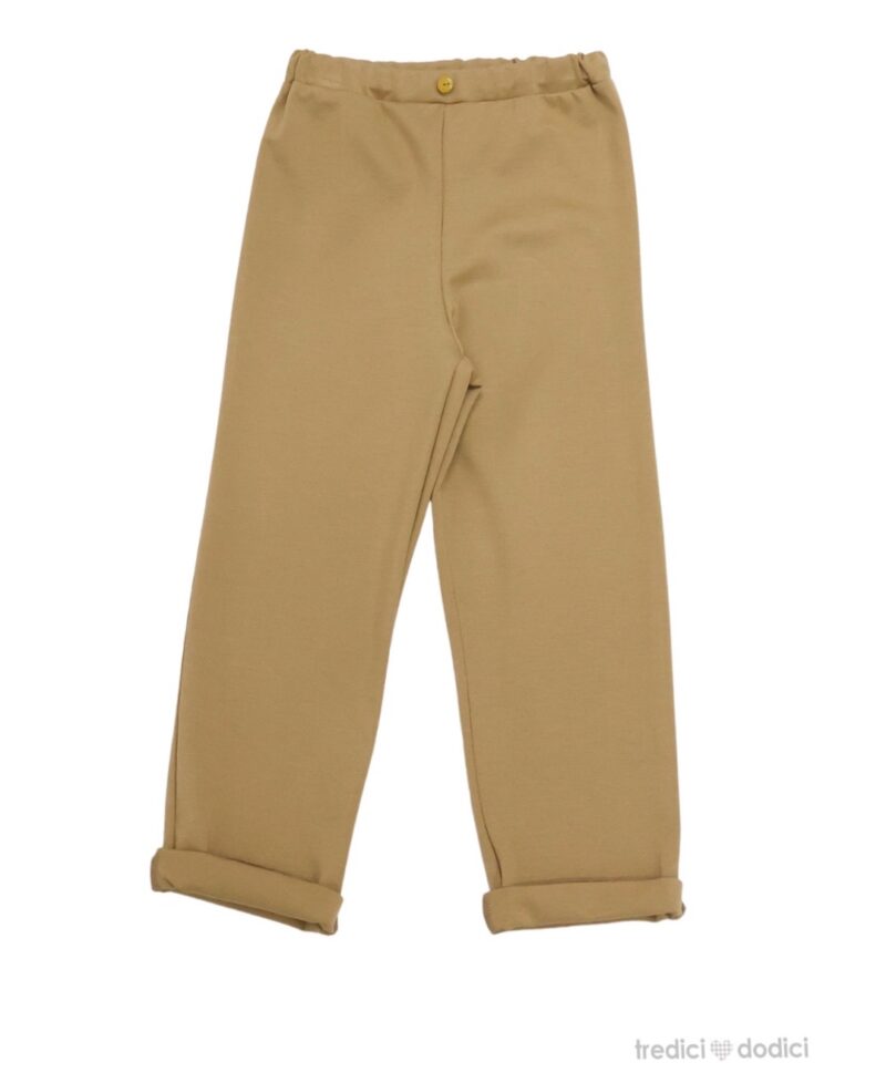 Pantalone cammello con bottoncino