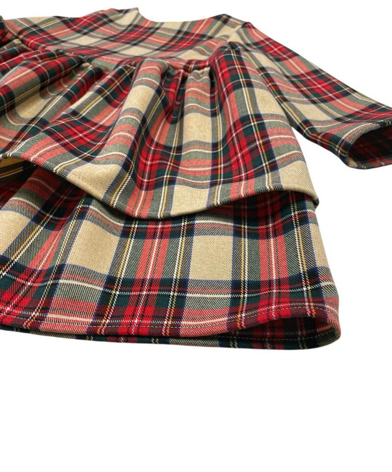 Abito tartan cammello rosso