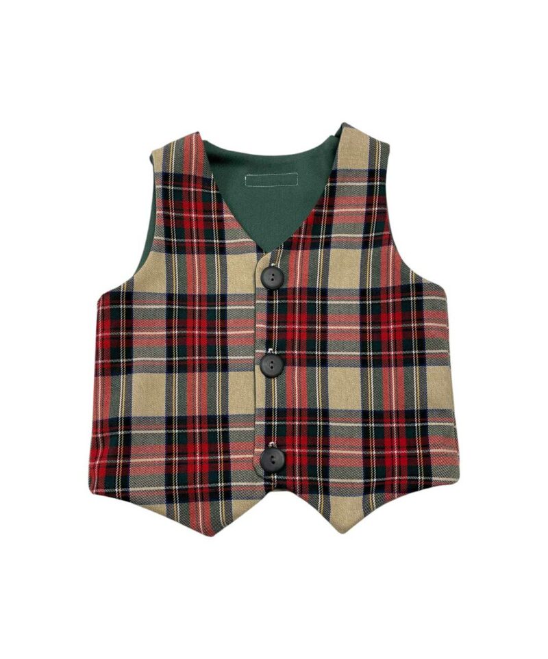 Gilet in tartan con bottoni