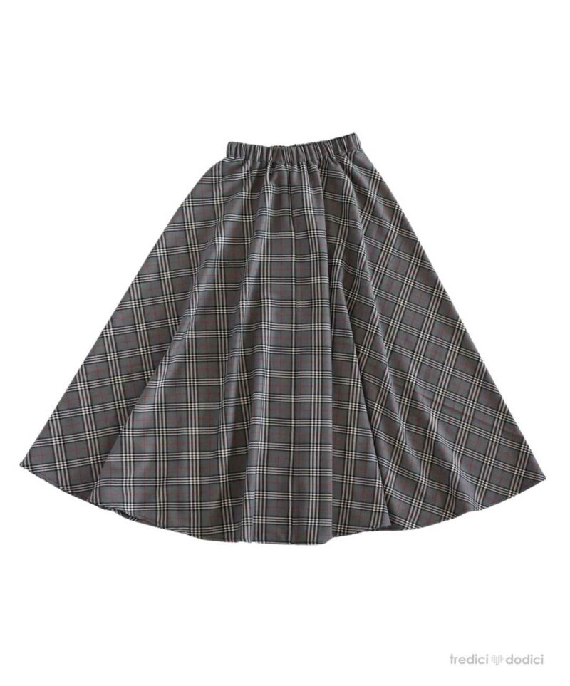 Gonna a ruota tartan grigio