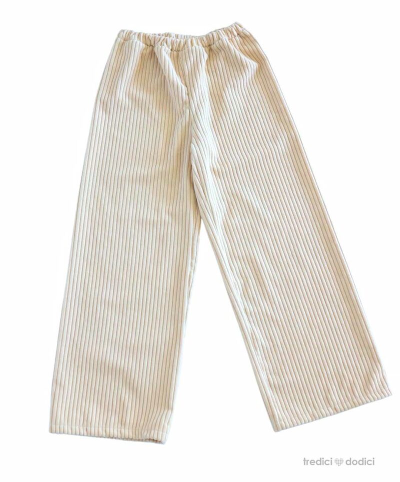 Pantalone velluto beige a coste larghe