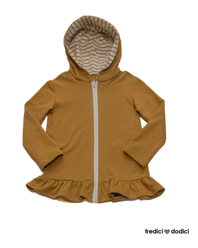 Cardigan cappuccio e balza caramel