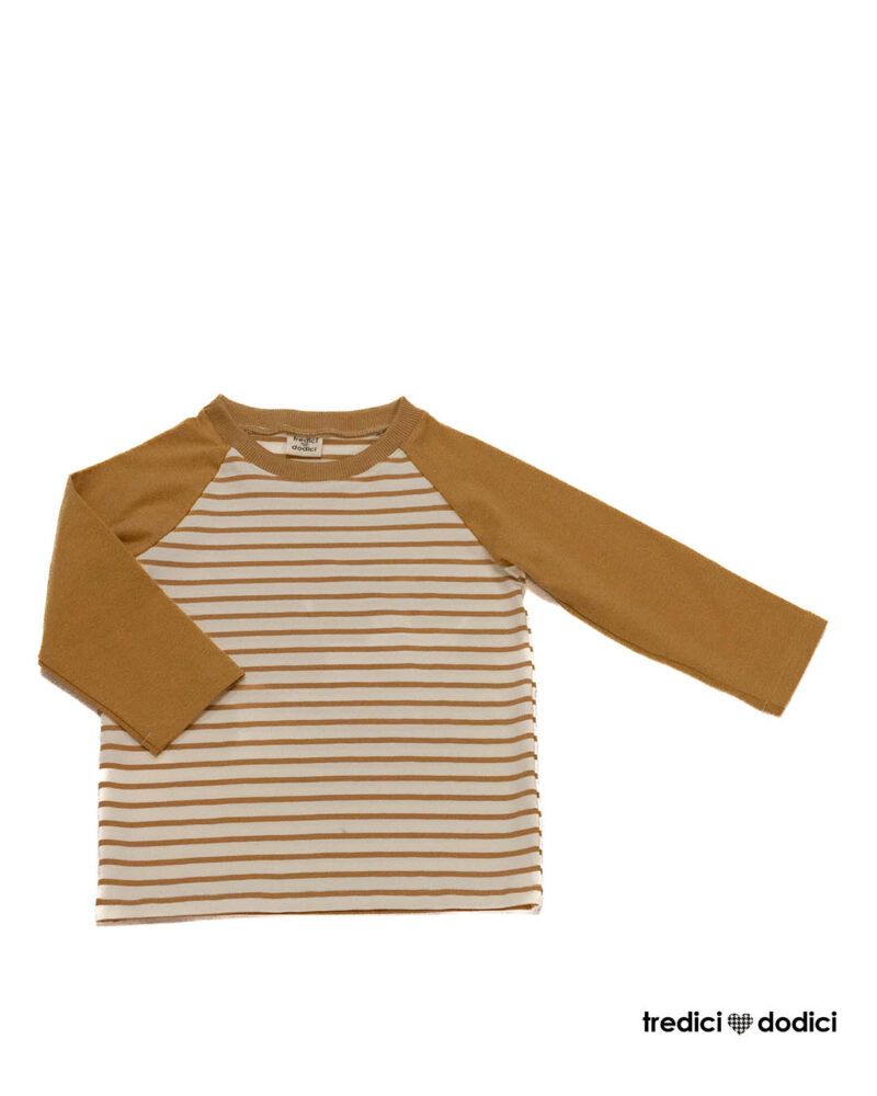 T-shirt manica lunga righe caramel